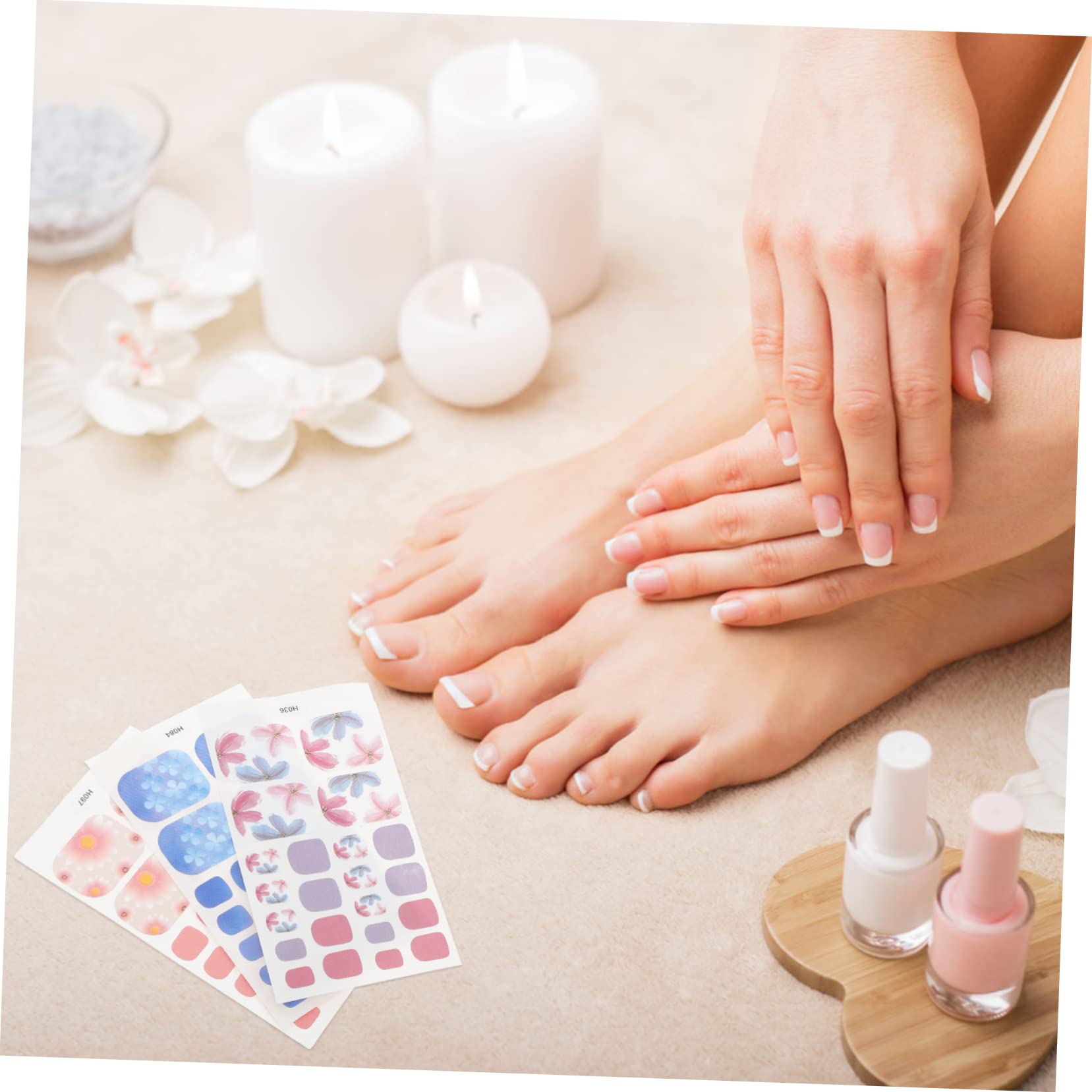 minkissy 4 Set Di Decorazioni Per Unghie Dei Piedi Adesivi Per Unghie Autoadesivi Decorazioni Per Unghie Dei Piedi 6 Fogli * 4