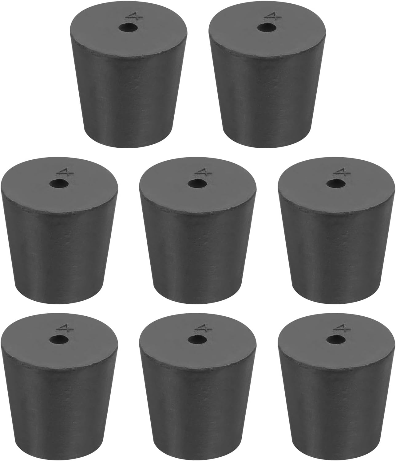 sourcing map Rubber Tapered Plug 20mm to 26mm Solid Test Tubes Bungs Stopper with Hole Black for Lab Home 8 Pieces