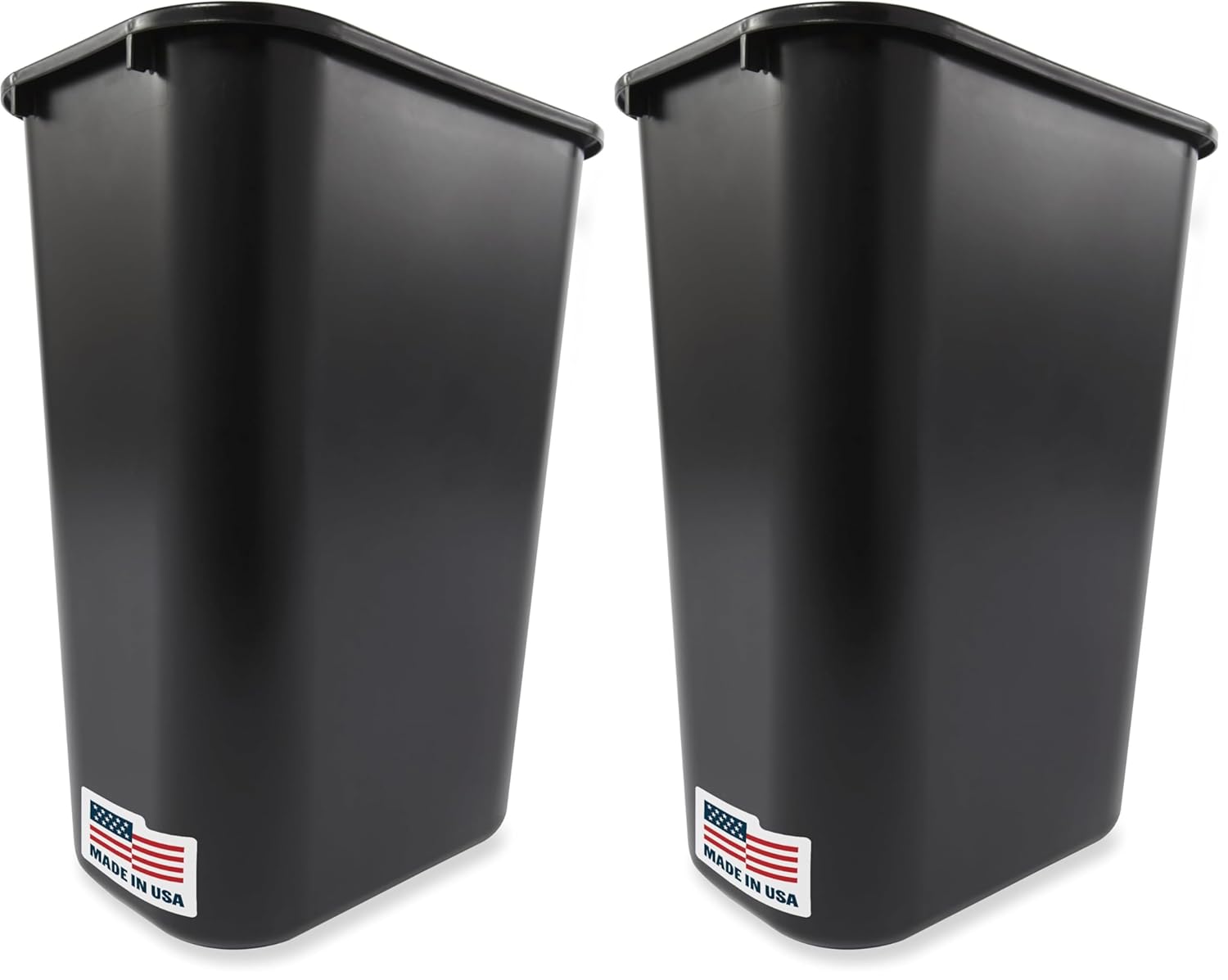 Rubbermaid Commercial Products 41QT/10.25 GAL Wastebasket Trash Container, for Home/Office/Under Desk, Black (FG295700BLA) (Pack of 2)