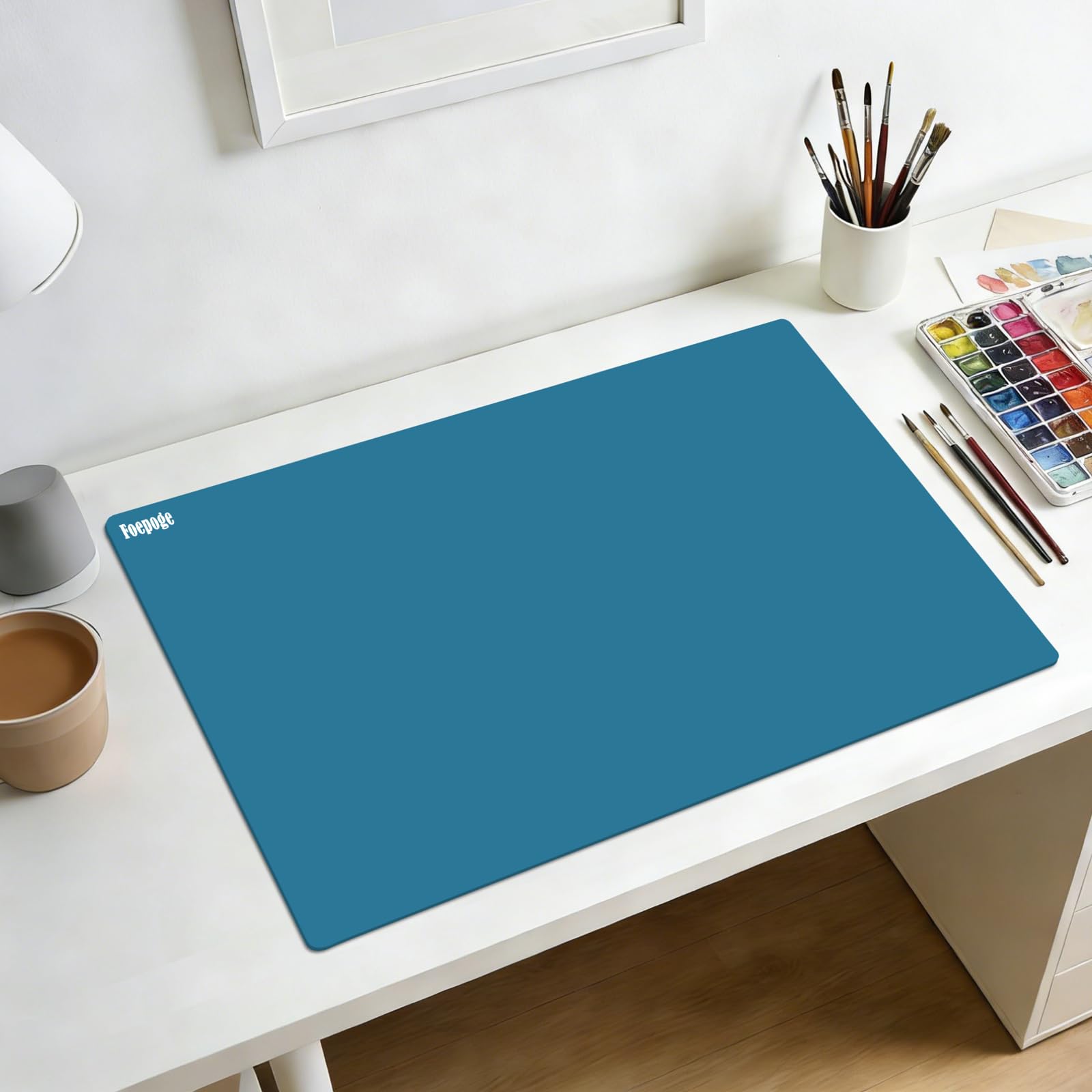 Foepoge Extra Groß Bastelunterlage Kinder: 92 x 61 cm Silikonmatte für Epoxidharz Handwerk - Malunterlage Groß Bastelmatte für Basteln - Abwaschbar Platzset/Silikon Unterlage für Küche - MorandiBlau