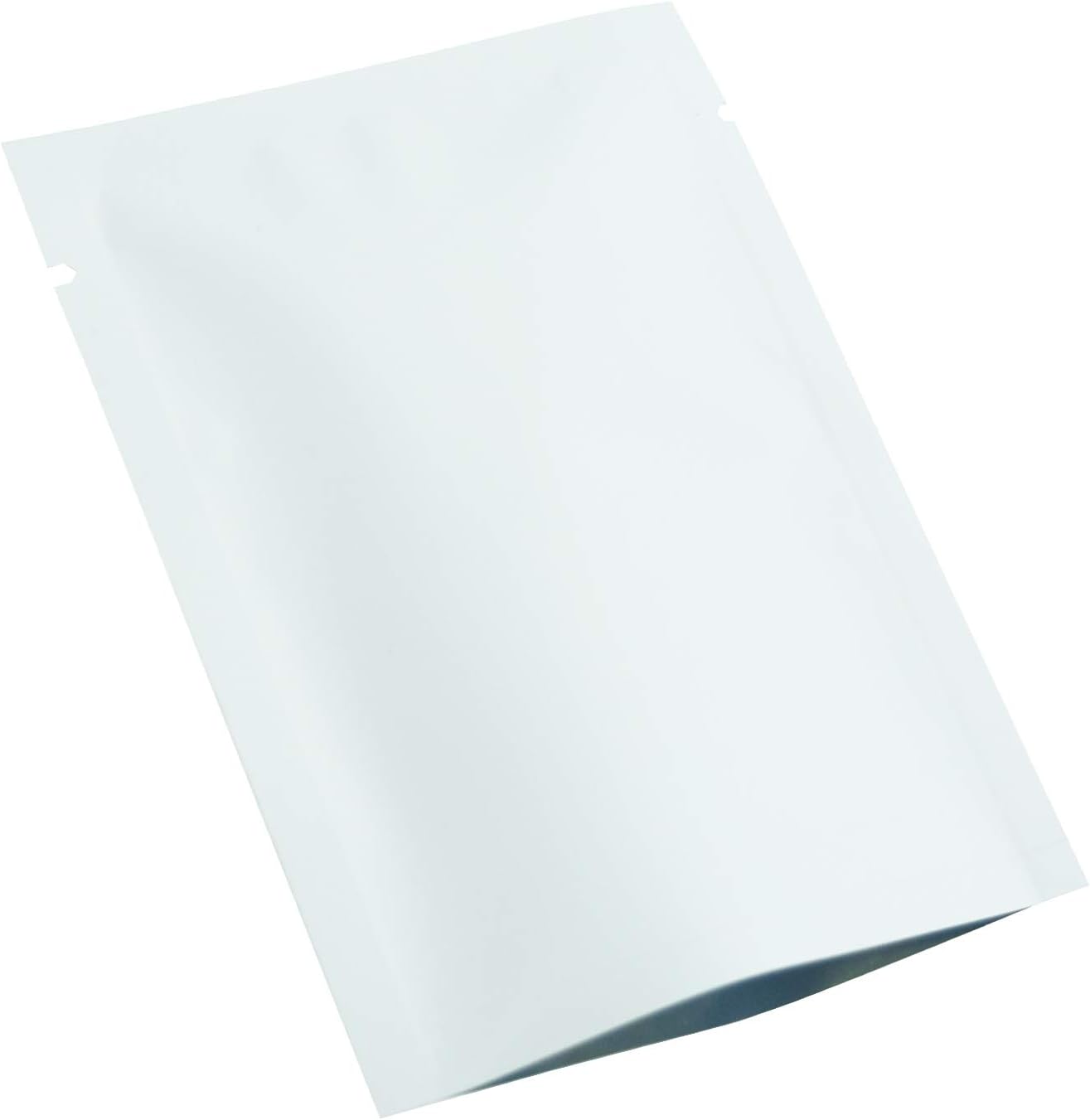 QQ Studio 100 PCS Metallic Mylar Foil Open Top Sealable Bags (12x18cm(4.7x7"), 100x White)