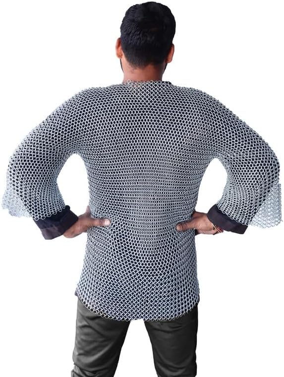 THE MEDIEVALS chainmail Haubergeon Half Sleeve Shirt Mild Steel 10 MM ID Butted Ring
