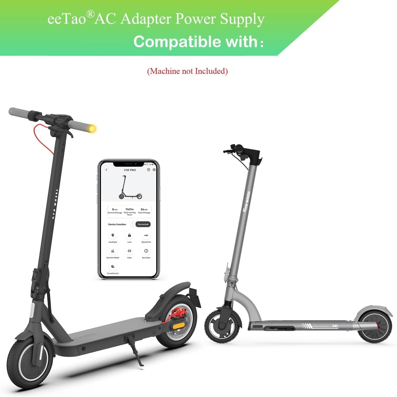 eeTao 42V Replacement Charger Compatible with ?5TH Wheel V30PRO / M1 ES09 5LCHM11U 250W / 350W / 500W 36V 36VDC 6Ah/7.5Ah Lithium-ion Battery Power Supply Cable Cord