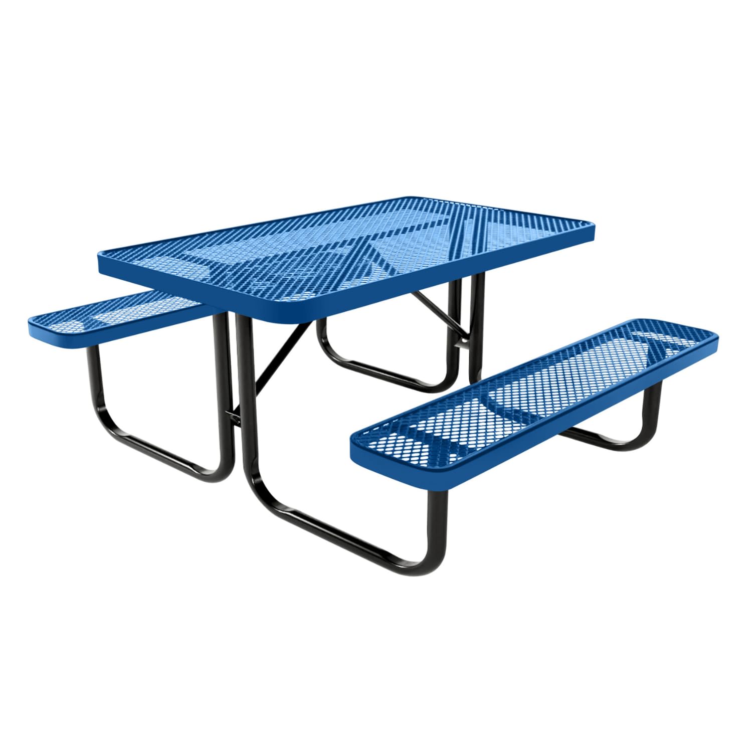 Coated Outdoor Furniture Heavy-Duty Portable Outdoor Kids Table, Expanded Metal Kids Picnic Table, Commercial-Grade Picnic Table, Made in America (4ft Rectangular, Childrens, Textured Light Blue)