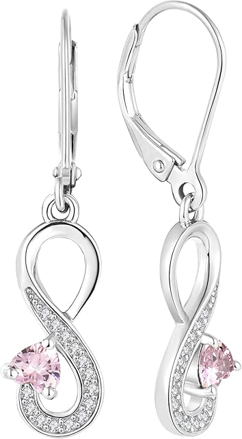 JO WISDOM Women Infinity Heart Earrings,925 Sterling Silver Leverback Dangle & Drop Earrings with 3A Cubic Zirconia