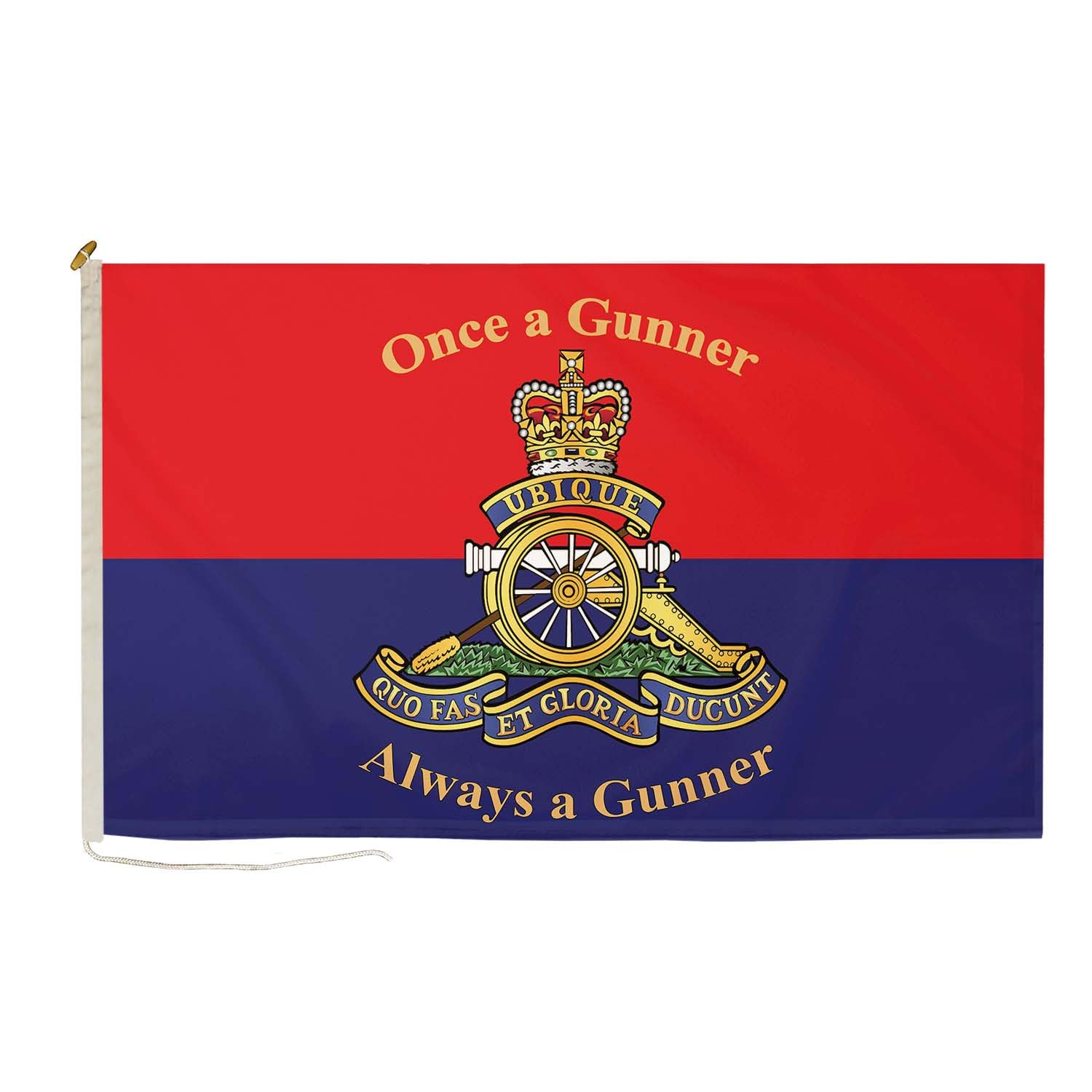 DuraFlag Royal Artillery Regiment Style B Small Courtesy Flag 20x12 Inch Premium Quality With Rope & Toggle Reinforced Stitching 50x30cm British Army Artillery Regiment Flag Heavy Duty Polyester