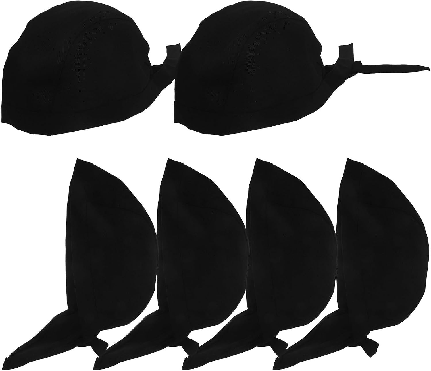Alipis 6 Pcs Unisex Cotton Cloth Chef Caps Restaurant Cooking Hats Kitchen Work Hats with Ties for Bakery Food Service Black