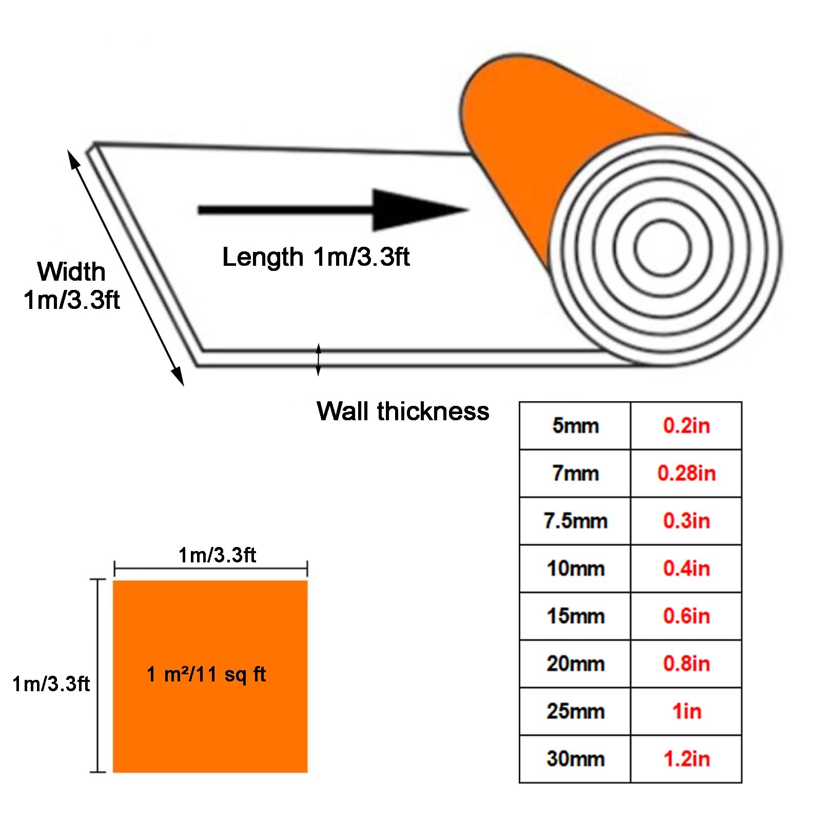Coquilla Aislante de Tuberías Autoadhesivo, Aislante Tubo Aire Acondicionado de Caucho de Nitrilo de Grado E1 con Papel de Aluminio(30mm/1.2in)