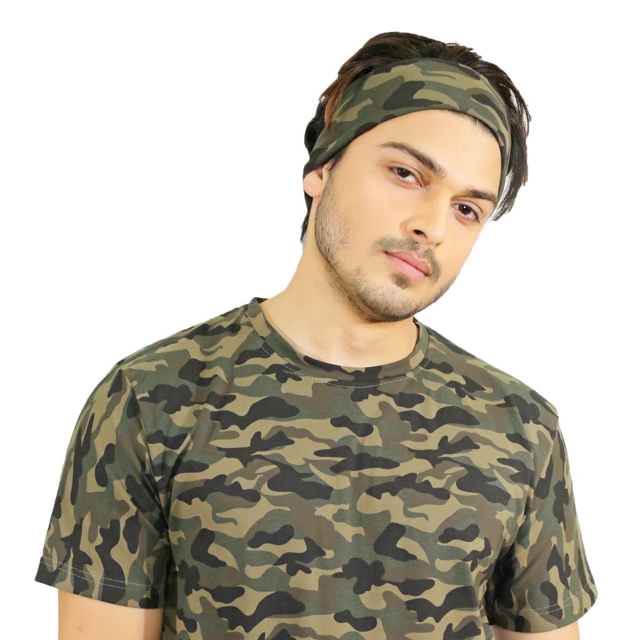 SOUL eTHICS Premium Cotton Headband Gym, Sports, Yoga, Running, Hair, Elastic Headband for Men and Women with Non-Slip Fabric, Freesize (Army Print) - Image 6 thumbnail