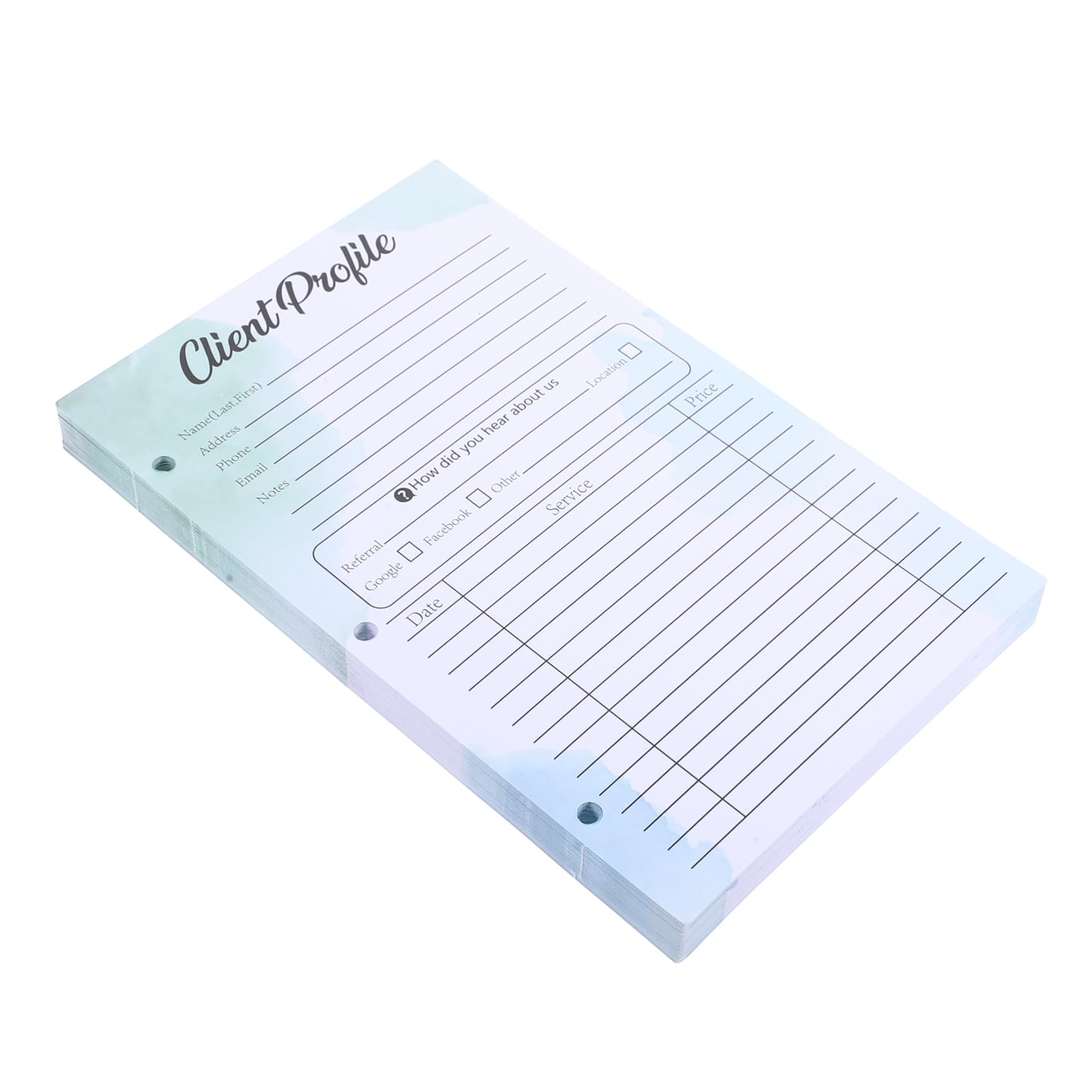 Fiche Client Perforée 50 Pièces en Papier Vert pour Bureaux