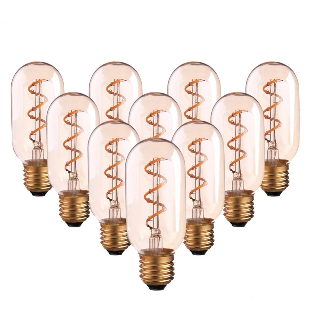Bombilla LED Edison de filamento T45 2200K Regulable Flexible E27/220V, para el hogar, 4 Unidades