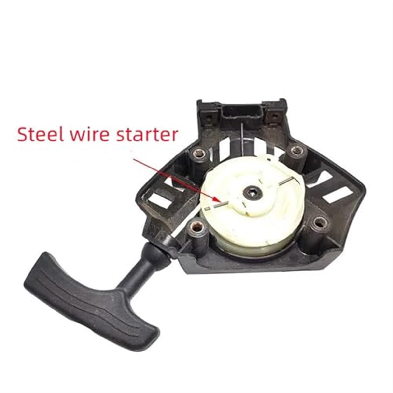 Arrancador de retroceso 145 for GX-180, arrancador de alambre de acero GX180, piezas de cortacésped de gasolina de arranque fácil Arranque de retroceso del motor(BLACK Steel wire starter)