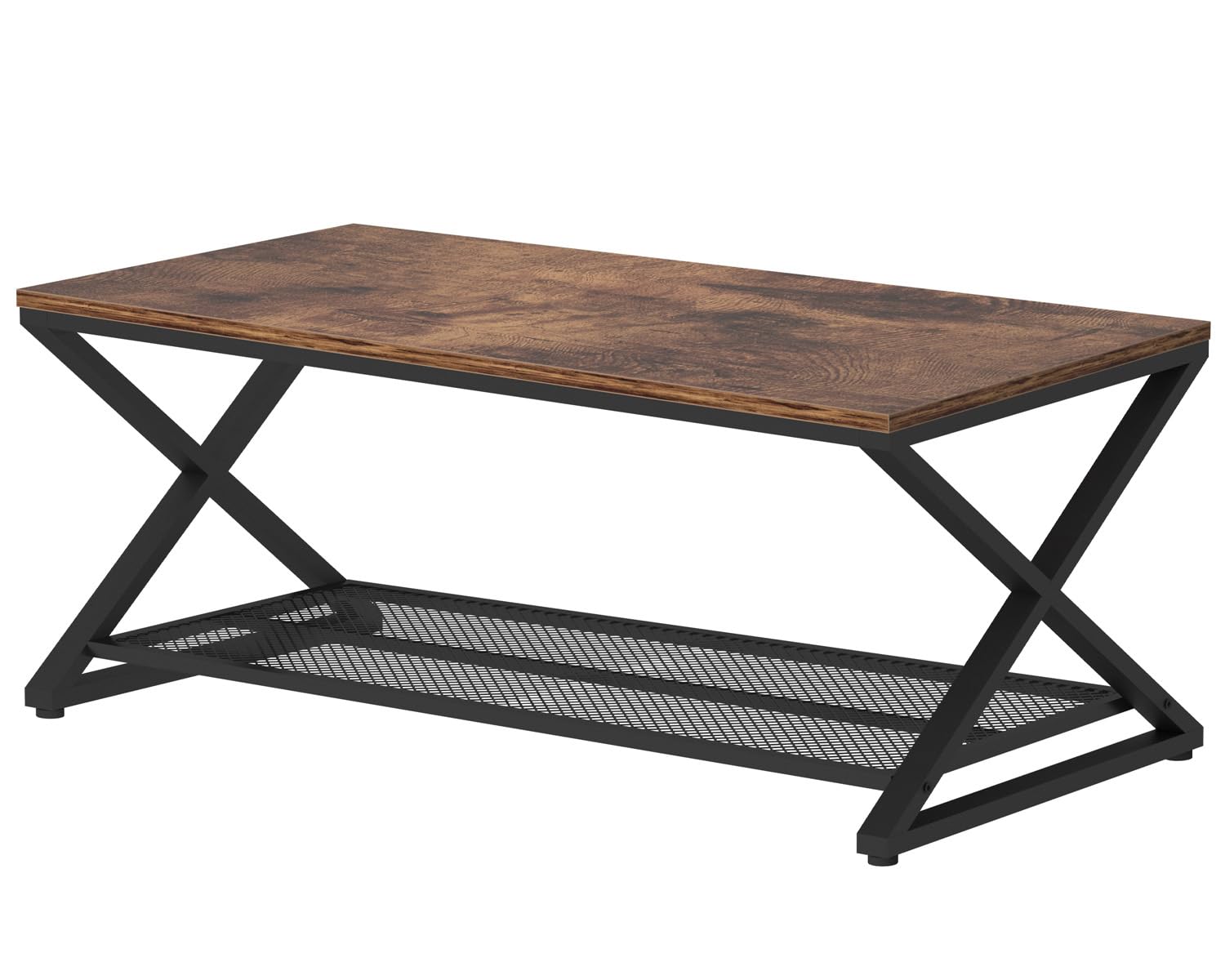 LVB Couchtisch Rechteckig mit Stauraum Wohnzimmer Möbel Wohnzimmertisch mit Stauraum Sofatisch Beistelltisch aus Holz Metall 100x60x45 cm