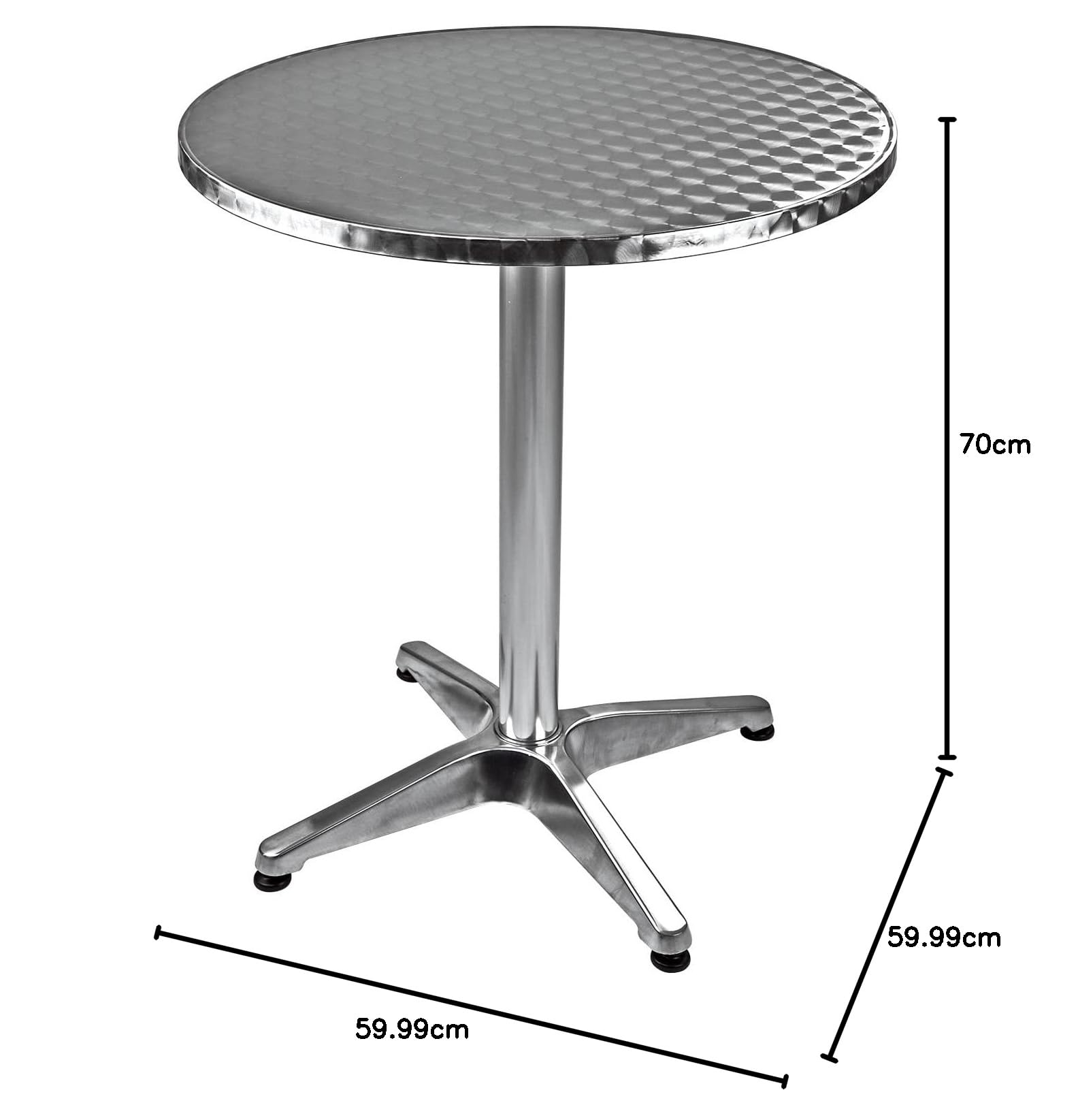 DEMA Alu Bistrotisch Beistelltisch Bartisch Gartentisch Tisch rund Ø 60 cm - H 70 cm