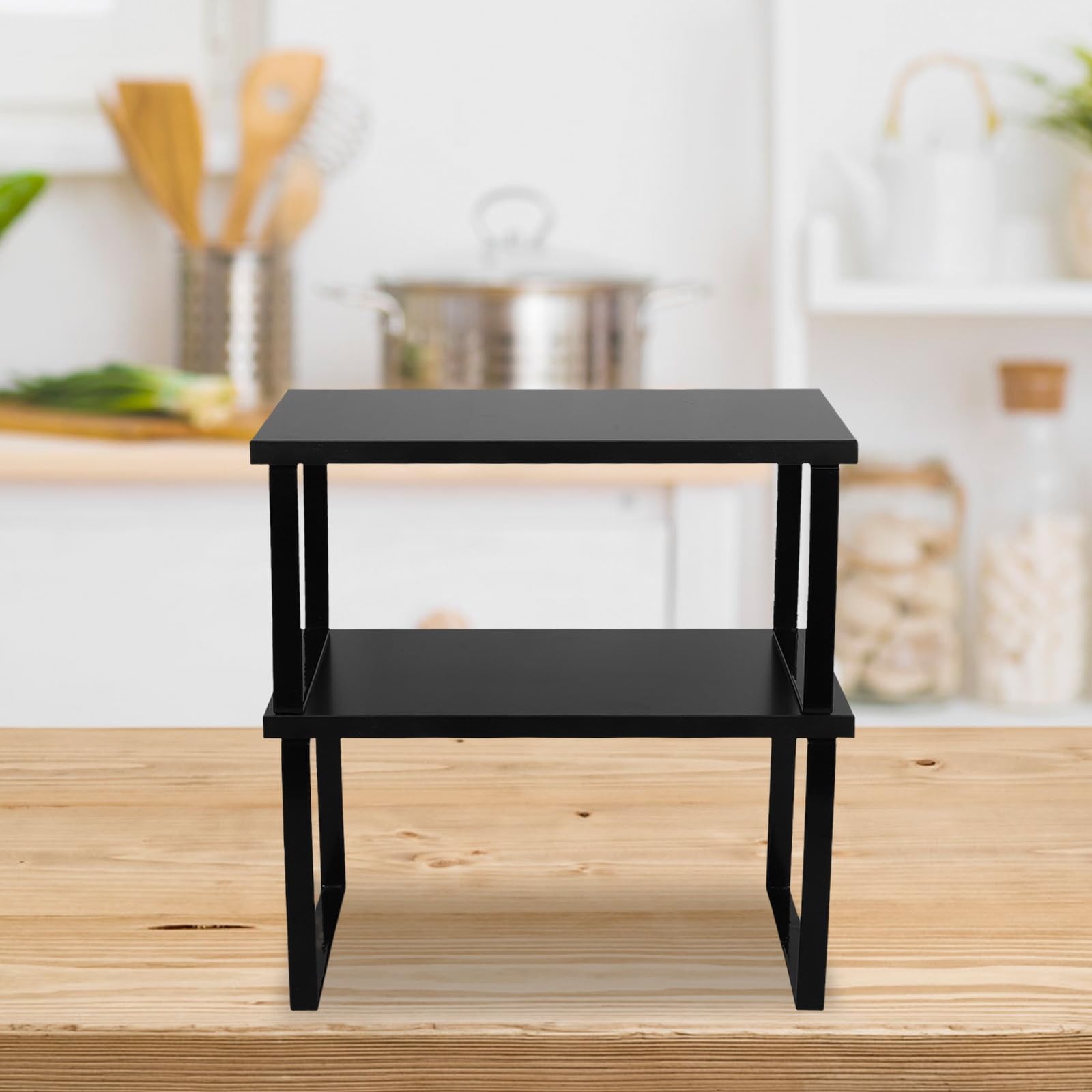 VICASKY 2 Piezas Estante de Cocina Apilable de Madera y Acero Inoxidable