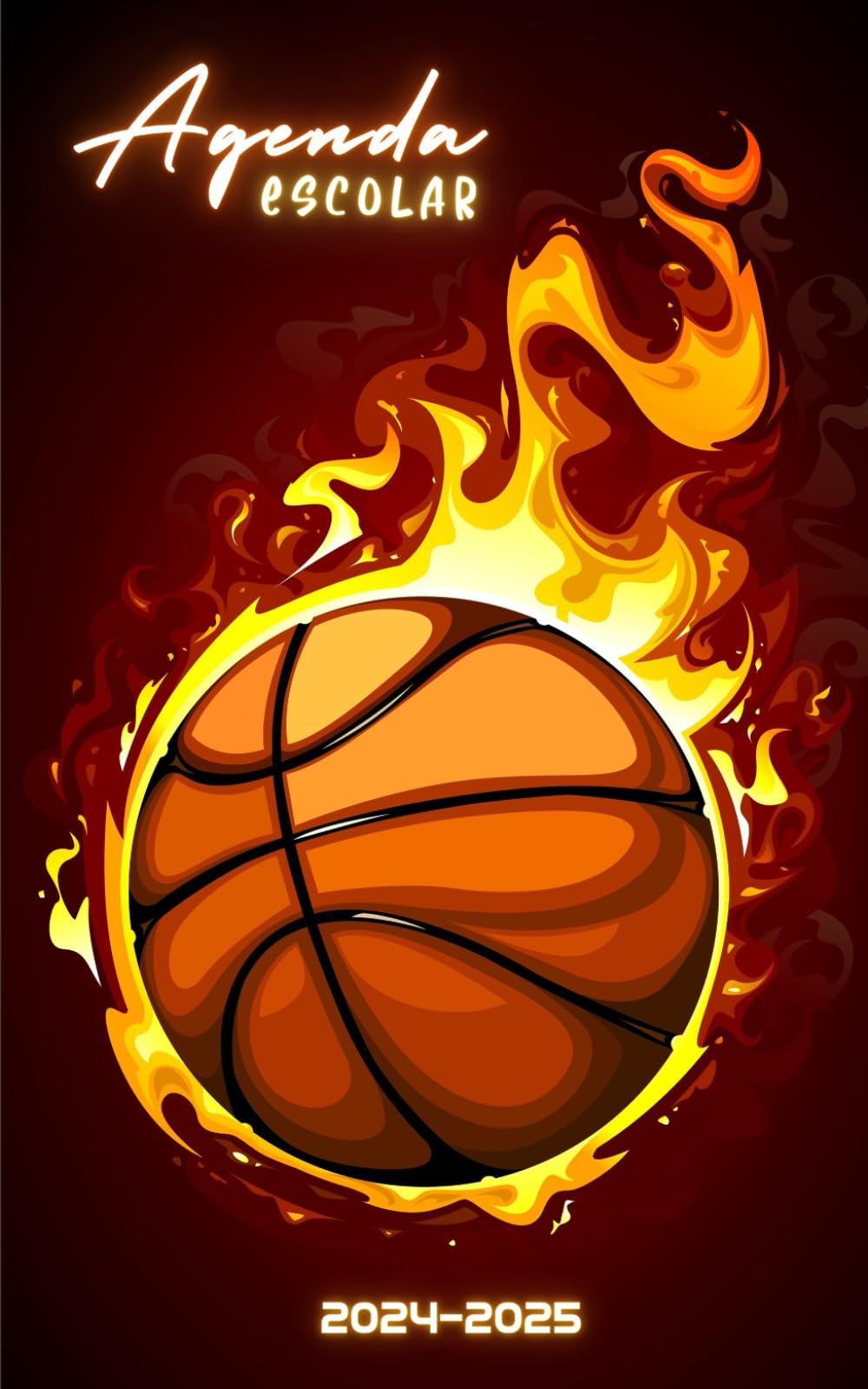 Agenda escolar 2024-2025 Baloncesto: Planificador diario 2 dia por pagina | para niñas y niños | material escolar Ideal para Estudiantes de Primario colegio secundaria | Portada Balón