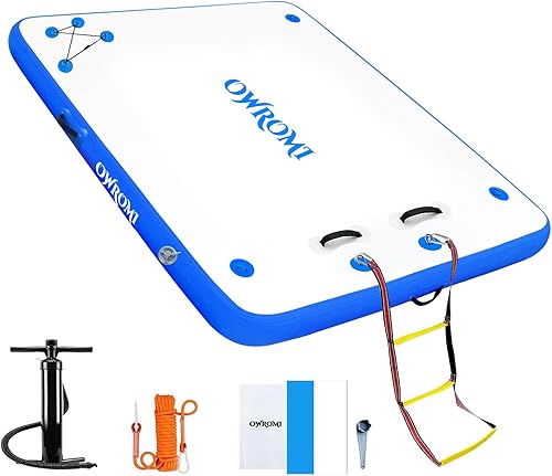 Inflatable Floating Dock Air Platform, 6810ft Air Dock Platform Floating Island Raft, Enlarged Non-Slip Surface Water Floating Dock Mat, 6in Thick