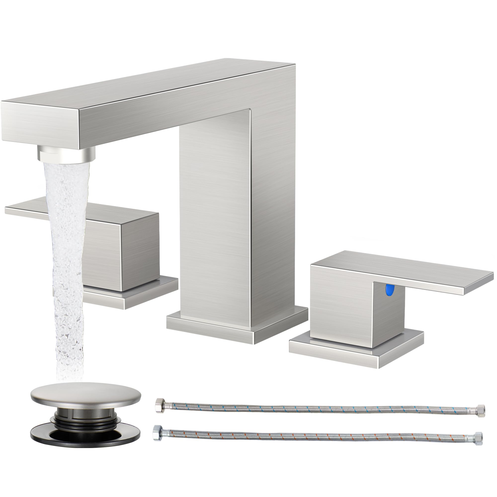 Cobbe Bathroom Faucet 3 Hole, Brushed Nickel Bathroom Sink Faucet 8 Inch