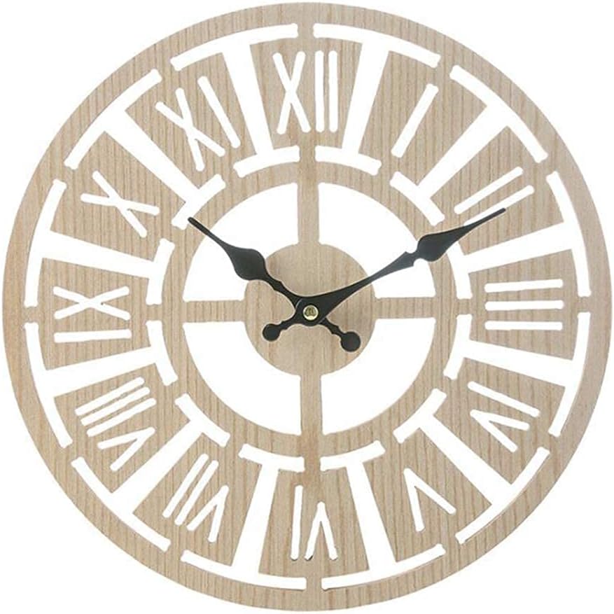 Wall Clock, Wooden Outdoor Wall Clock,Outdoor Garden Wall Clock Retro Wall Clock Outdoor Indoor Garden Wall Clock for Garden/Patio/Yard