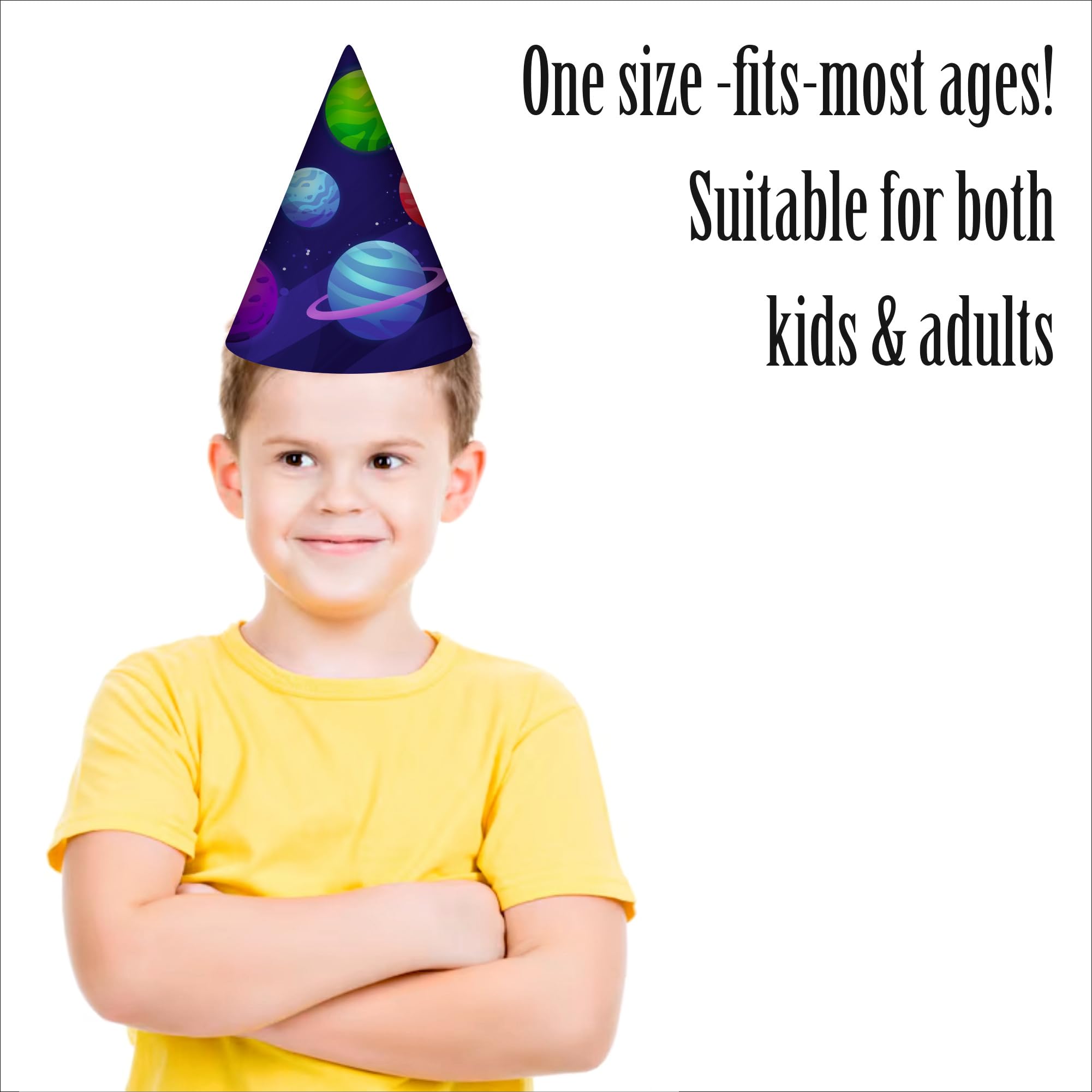 Party Baazaar Space Theme Birthday Hats | Party Supplies for Kids | Space Adventure Themed Caps for Boys & Girls (Pack of 10) 2