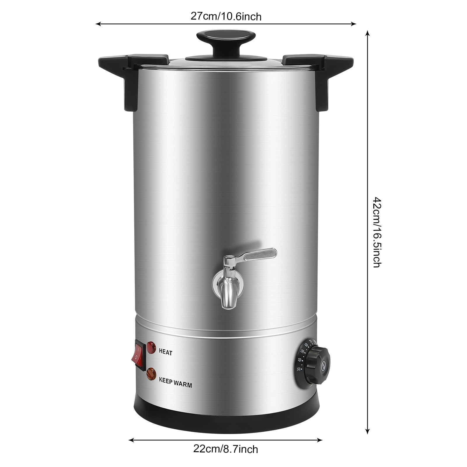 HazLope Fondatore per cera 10 l 1800 W, macchina per sciogliere la cera con rubinetto e termostato, riscaldatore per cera elettrico in acciaio inox 304 30-110 °C, vaso di fusione per candele di soia