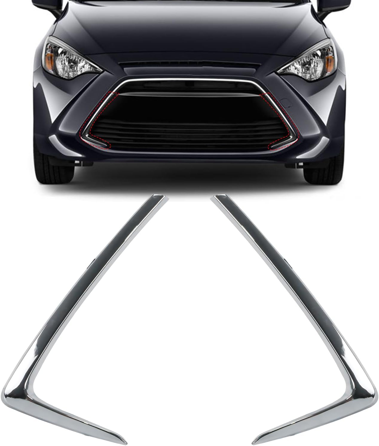 COOL STAR 1 Pair Front Grille Side Trim Compatible with Toyota Yaris 2016-2020 Yaris iA 2017-2018 Compatible with Scion iA 2016 Replaces 53123WB001 TO1046102 53124WB001 TO1047102