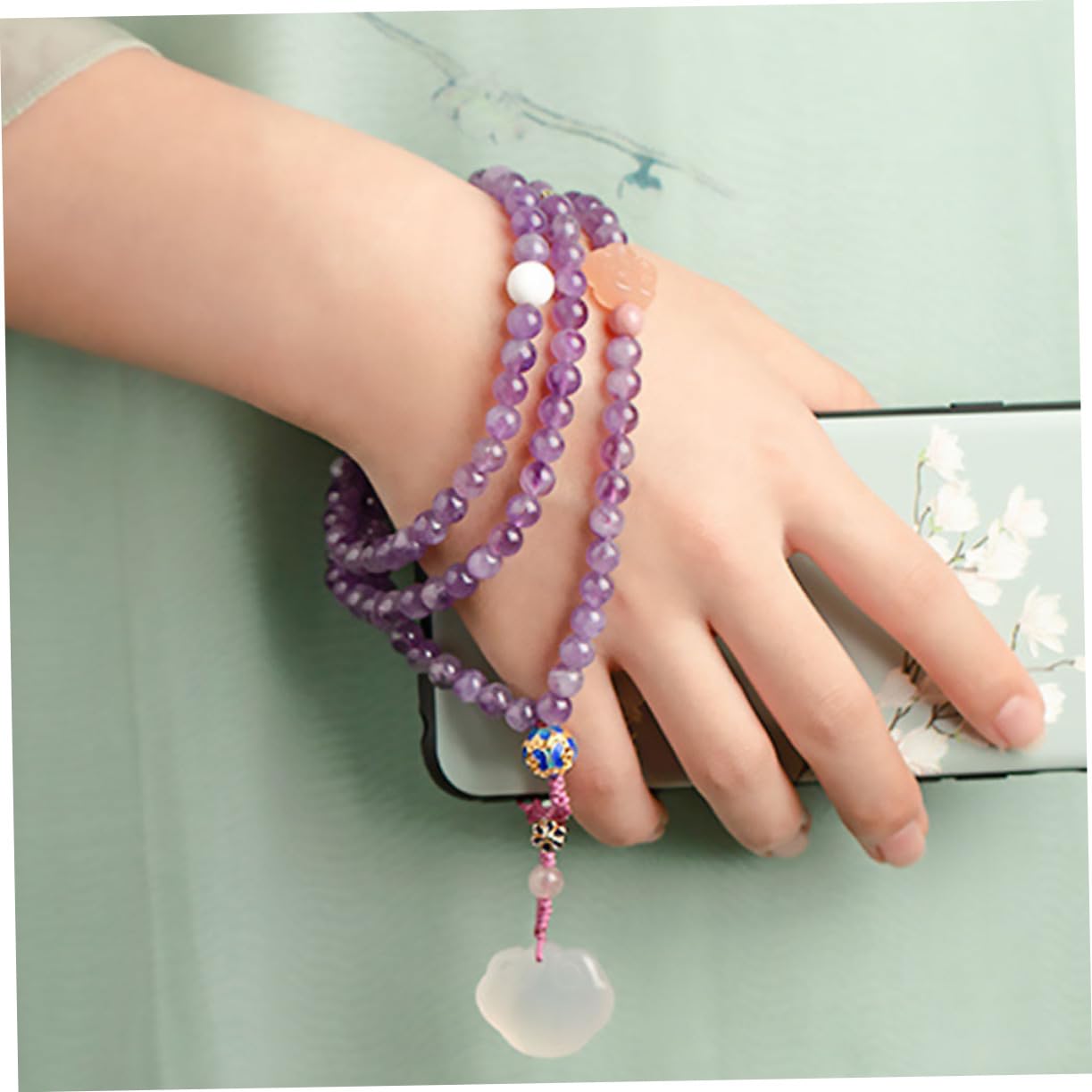 jojofuny Elegante Cordón Para Teléfono De Amatista Cordón Para Teléfono Móvil Decoración De Funda De Teléfono Joyería Violeta