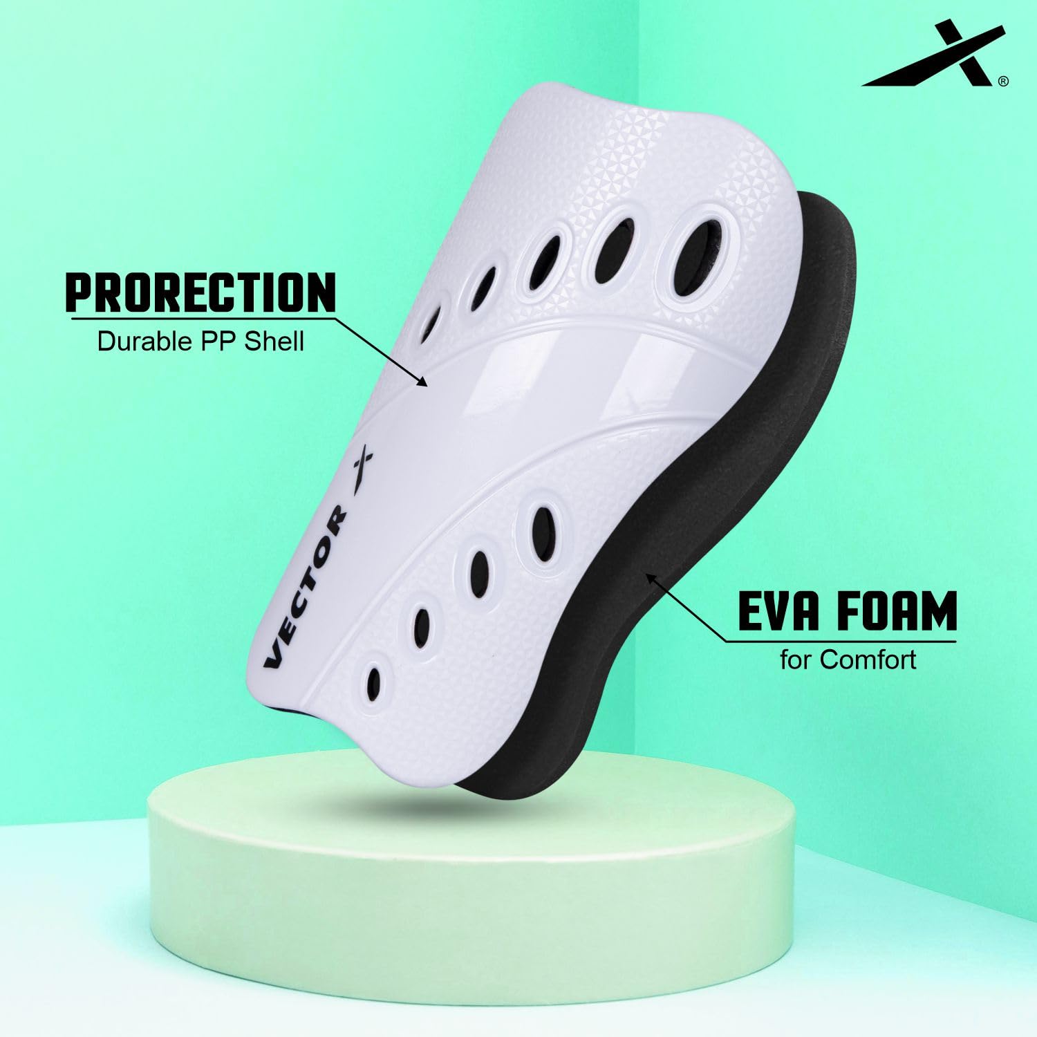 Vector X V2 Football Protection Shin Guard/Shinpad | Durable | Lightweight (S, White)