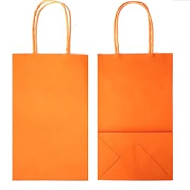AZOWA Gift Bags Mini Small Kraft Paper Bags with Handles (4 x 2.4 x 6 in, Orange, 12 Pcs)