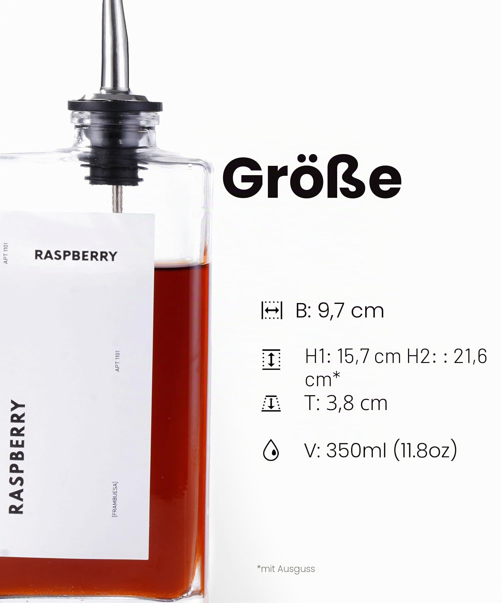 APT 1101 Olivenölspender für Küche, Speiseöl- und Essigspender-Set, Olivenölflasche, Sojasaucenflasche, Kaffeesiruphalter - 4 Stück, Silber
