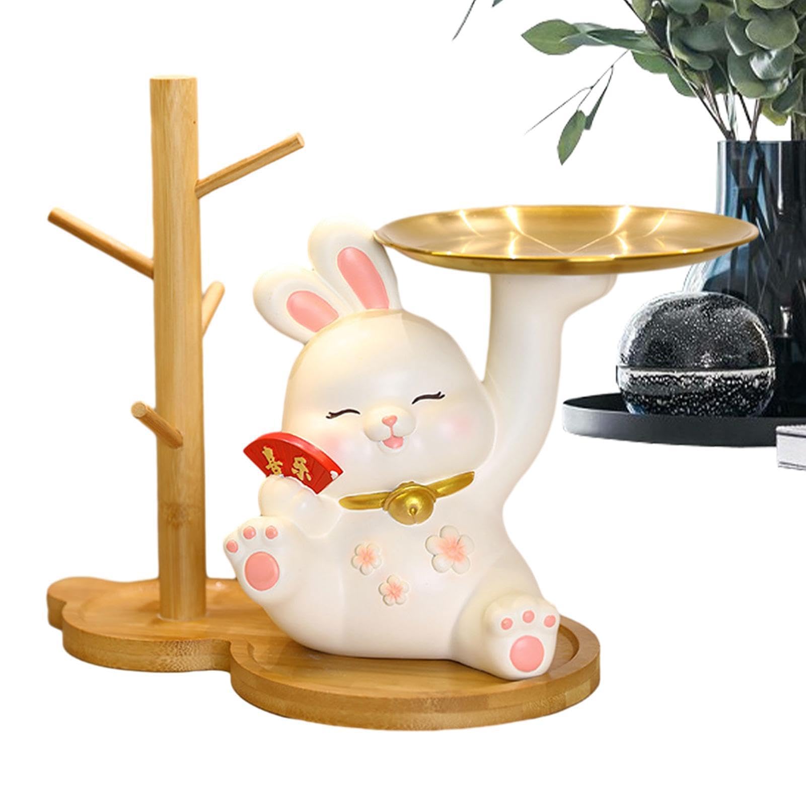 Plateau de rangement chat porte-bonheur en résine pour clés et bijoux
