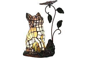 Bieye L10891 Stained Glass Kitty Lamp: Illuminate Your Home with Feline Charm!