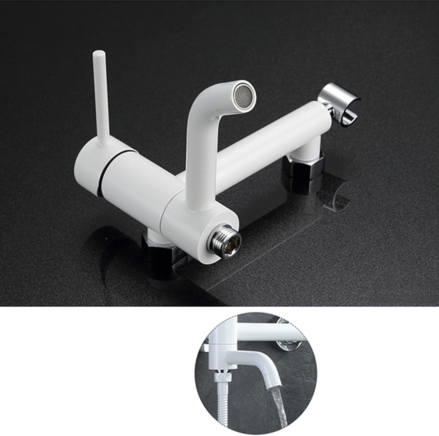 Toilet Shower Spray Mixer Set White Bifunctional Hand Held Sprayer Toilet Attachment 360 Rotation Bathroom Toilet Bidet Mixer Spray Kit,SPR