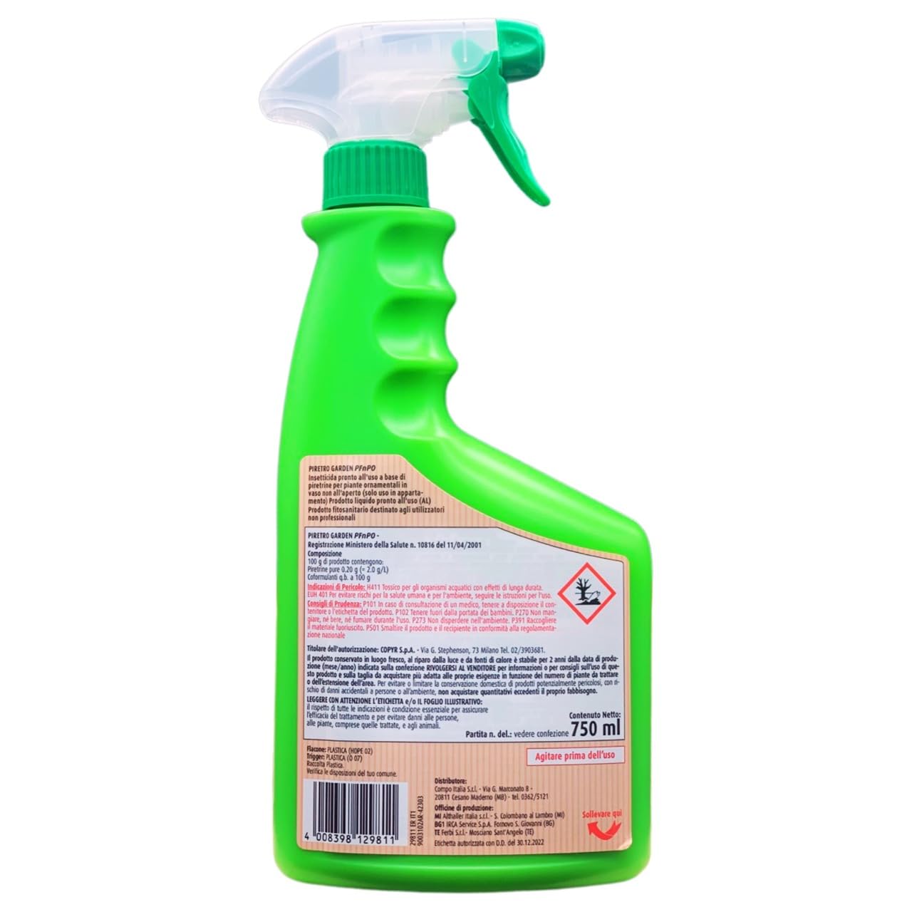 SET: 2xDetergente Spray Insetticida a Rapida Azione, PIRETRO PRONTO USO. Protegge Le Piante Floreali e Ornamentali, Di Origine Naturale 750ml + Concime In Bastoncini UNIVERSALE