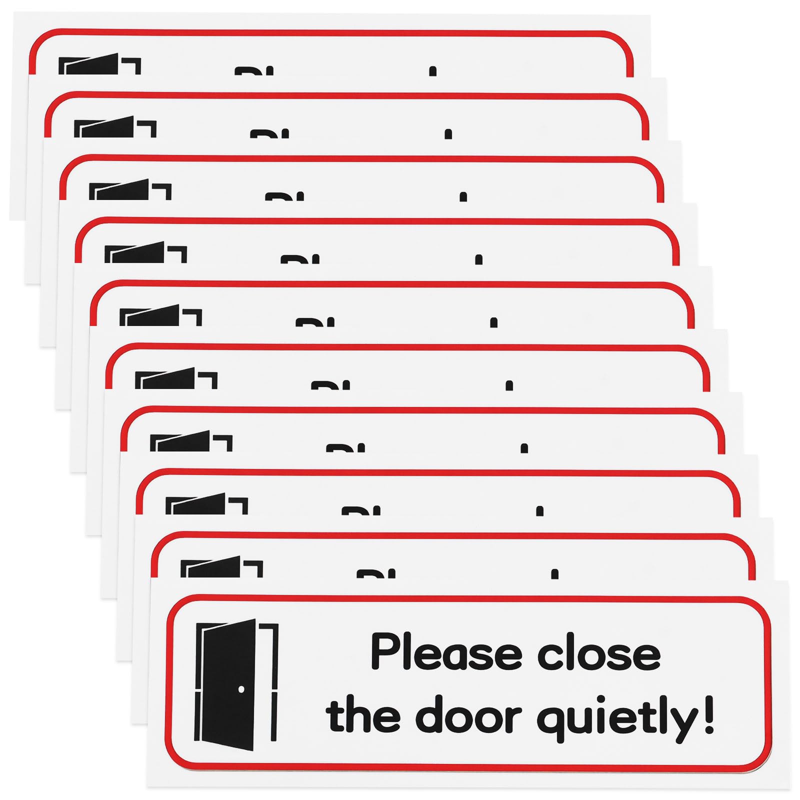 Briny River 10pcs 196x65mm "Please Close the Door Quietly!" Sign Self-Adhesive Sticker PVC