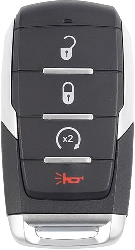 Dasbecan Carcasa para llavero compatible con Ram 1500 2019 2020 2021 2022 con control remoto de entrada sin llave, cubierta de llavero inteligente,