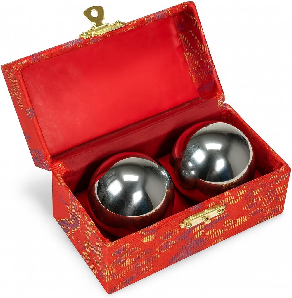 Japanbargain Baoding Balls Chinese Health Exercise Stress Balls Chrome Color