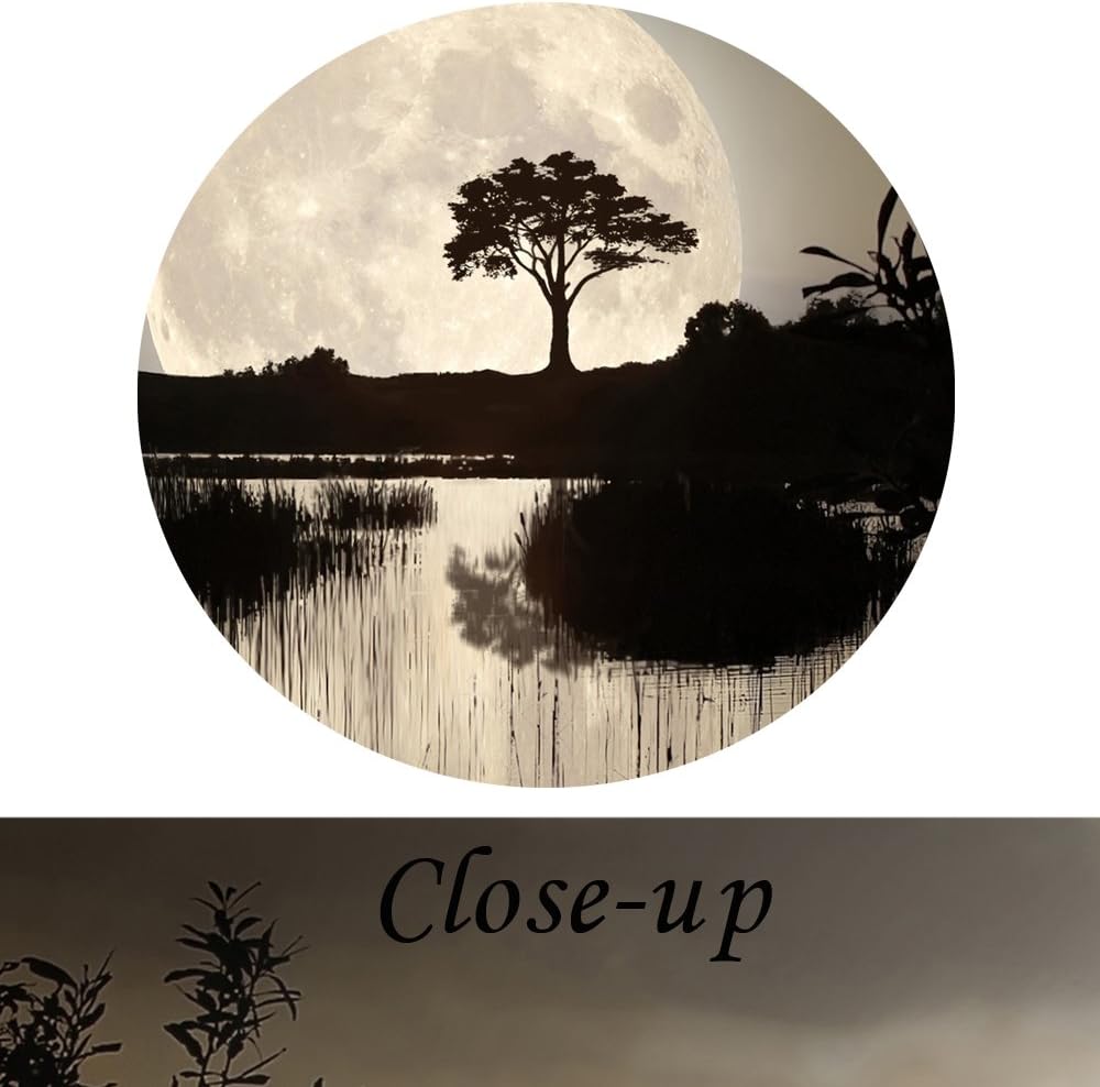 KREATIVE ARTS - 4 Pieces Canvas Prints Wall Art Big Moon over Lake in Dark Forest Modern Canvas Painting Landscape Picture Peaceful Jungle Poster Giclee Artwork For Home Decor