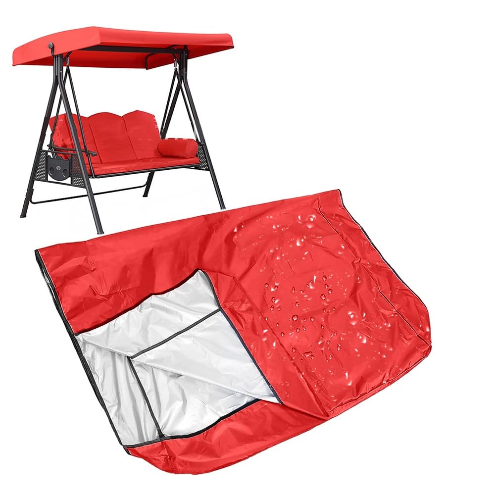Copertura impermeabile per dondolo a 3 posti, 190,5 x 210,8 cm, ricambio per panca da patio, in tessuto Oxford, per dondolo da esterno (rosso, 191 x 120 cm)