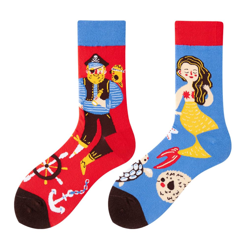 Calcetines Divertidos Unisex para Mujer y Hombre con Diseños Asimétricos en Par - Temas Animales, Comida, Fruta, Deporte y Arte en Algodón - Ideal para Regalos — view 44