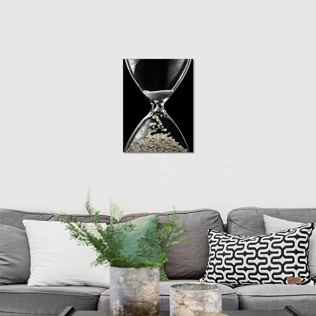 Inspirational Wall Art for Office Motivational Wall Decor Time Is Money Poster HD Print on Canvas Inspirational Artwork for Classroom Library Office Gym Wall Decor Framed Ready to Hang - 12x16 inch