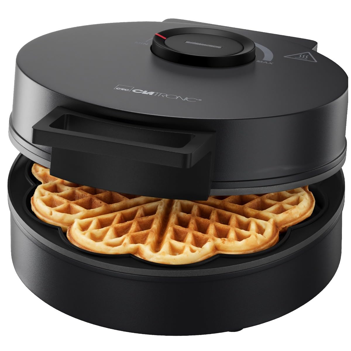Clatronic WA 3832 gofrownica w kształcie serca | z powłoką zapobiegającą przywieraniu | bezstopniowy regulator do przyrumieniania według życzenia | waffle Maker | gofrownica w kształcie serca 1200 W |