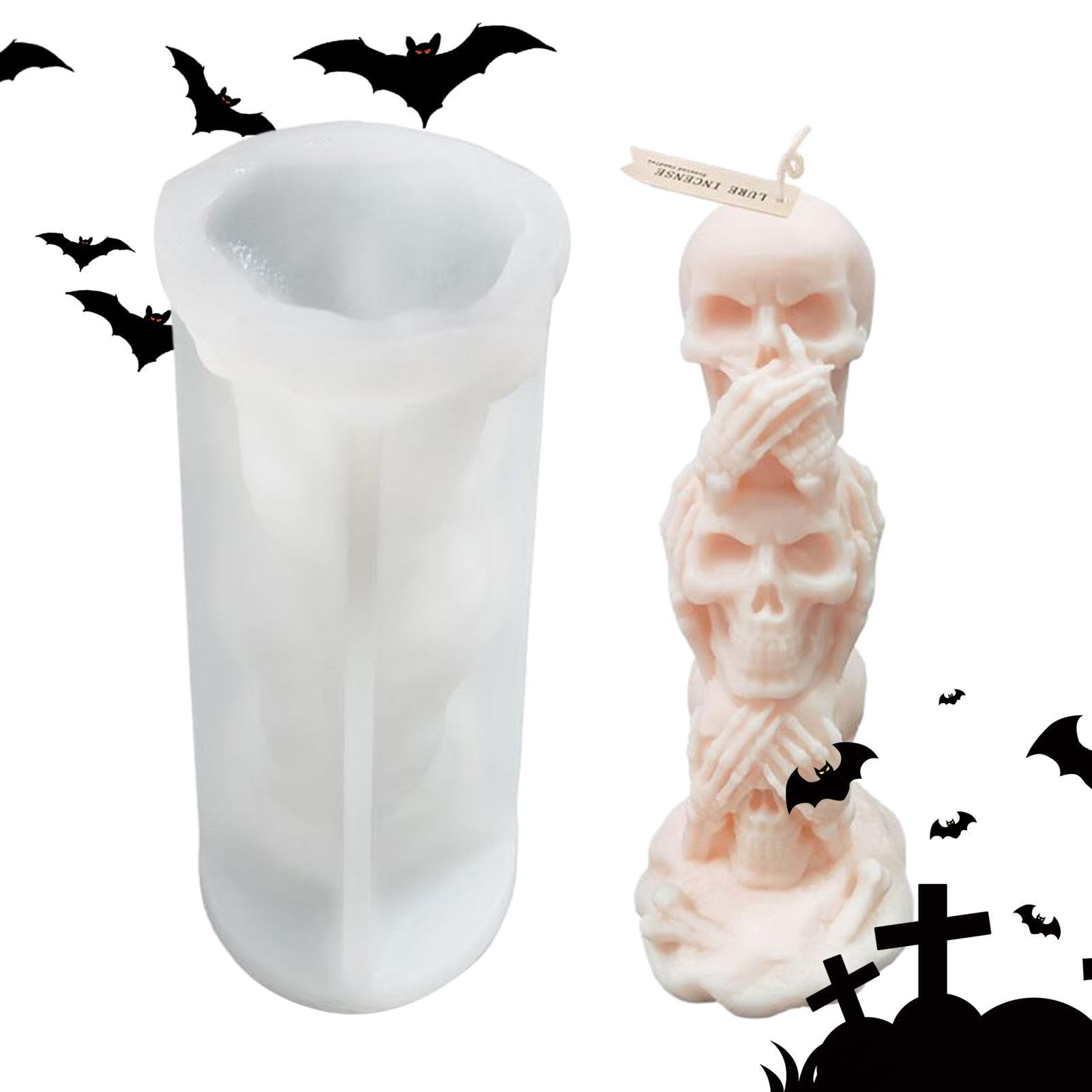 Moule En Résine En Forme De Tête De Mort – Moule Gothique Pour Bougies D' Halloween Empilables, Formes En Silicone Pour Moules En Résine, Kit De Bricolage, Décoration D'intérieur