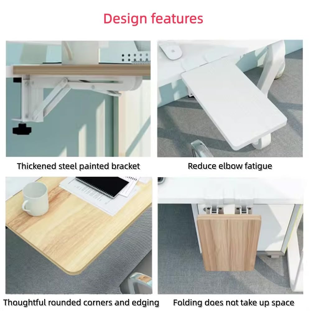 Schreibtischverlängerung, 30 x 15 cm, 90° faltbare Armlehne, Schreibtischzubehör für Zuhause und Büro, Walnussholz-Cuter-Armstütze für mehr Komfort und Produktivität