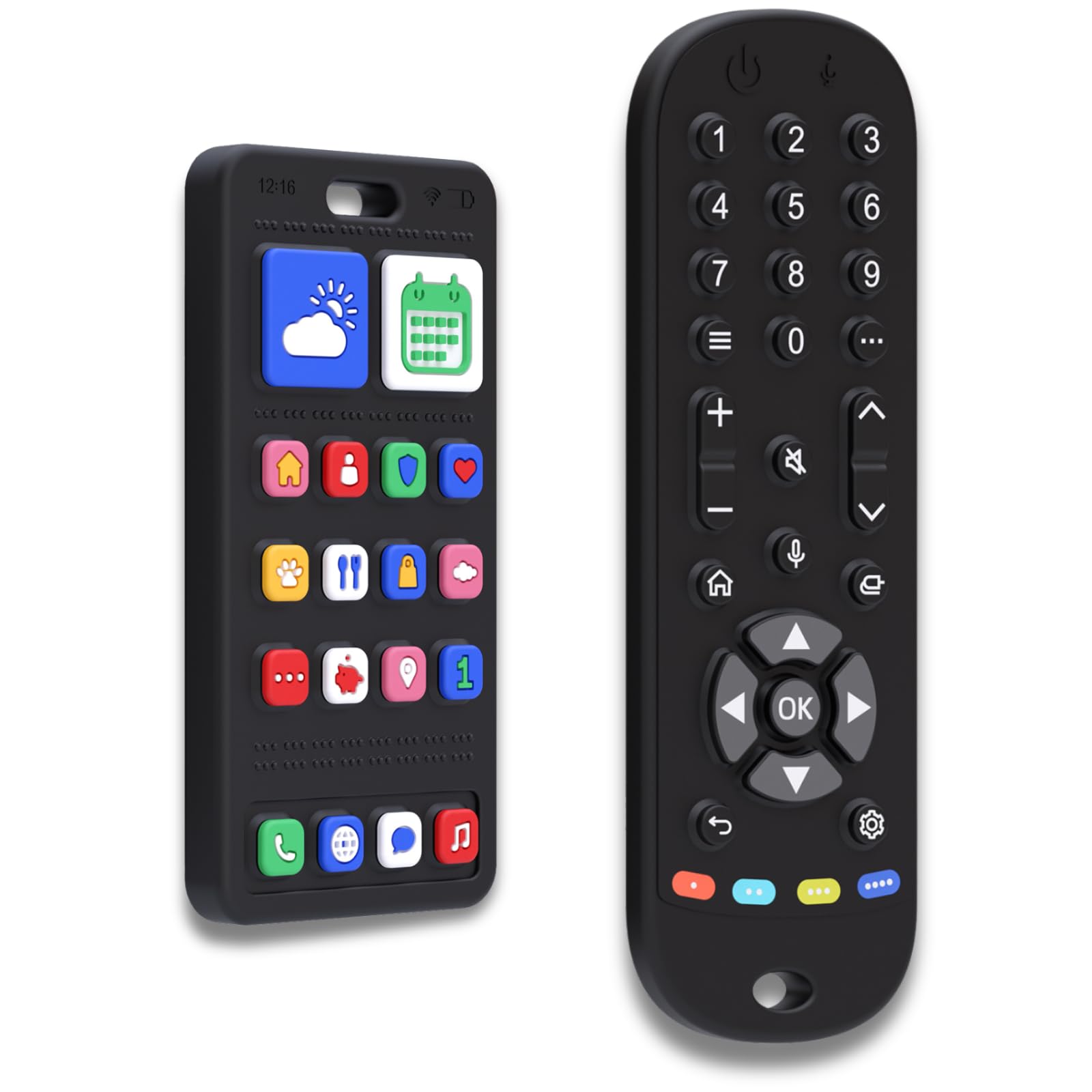 Broemba Handy Baby & Fernbedienung - Realistisch Spielzeug ohne Elektronik - 100% Silikon Beißring für Jungen und Mädchen - BPA Frei - Broemba® Como