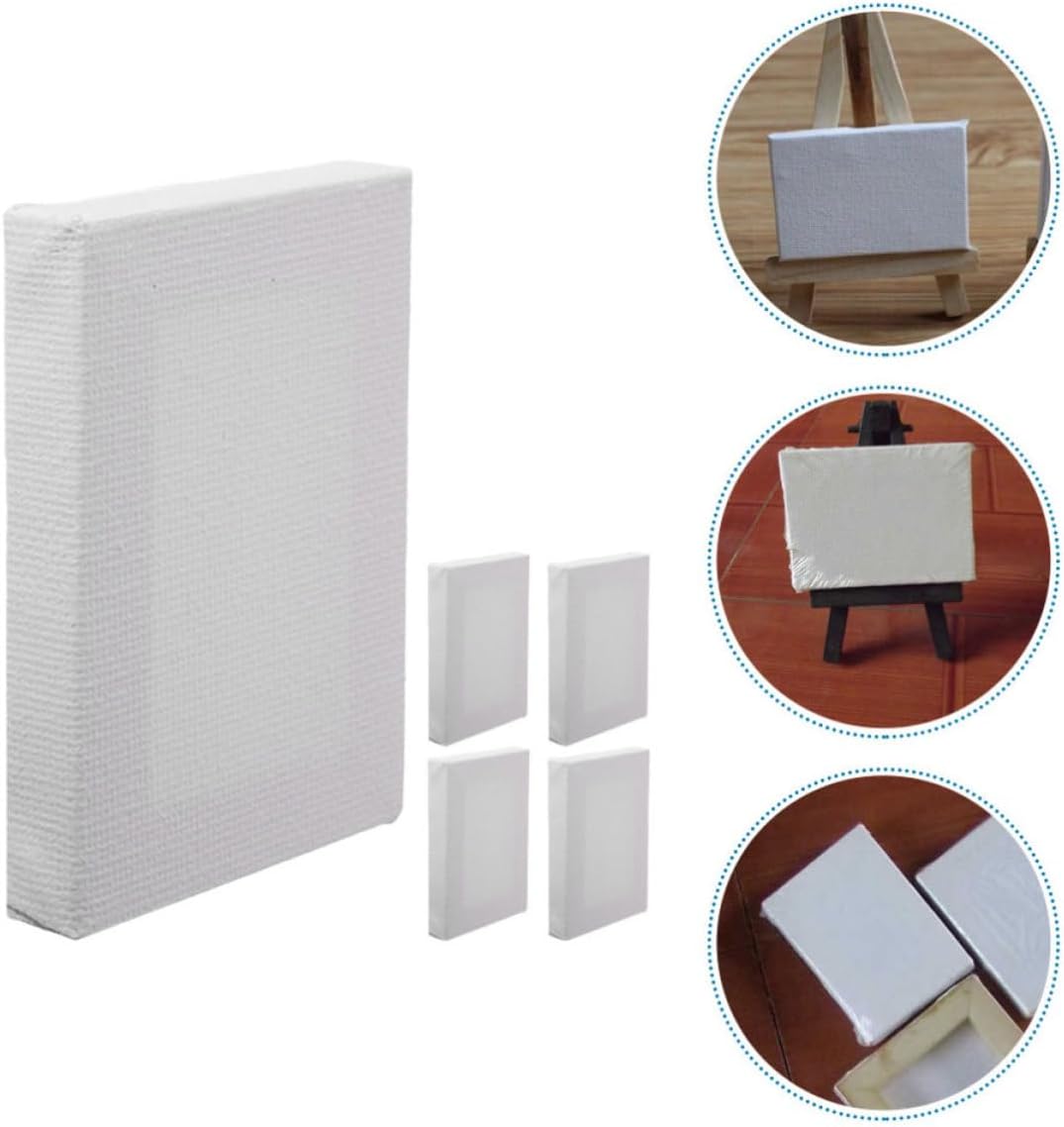 5pcs Mini Oil Painting Frames, Blank White Wood Cloth Boards