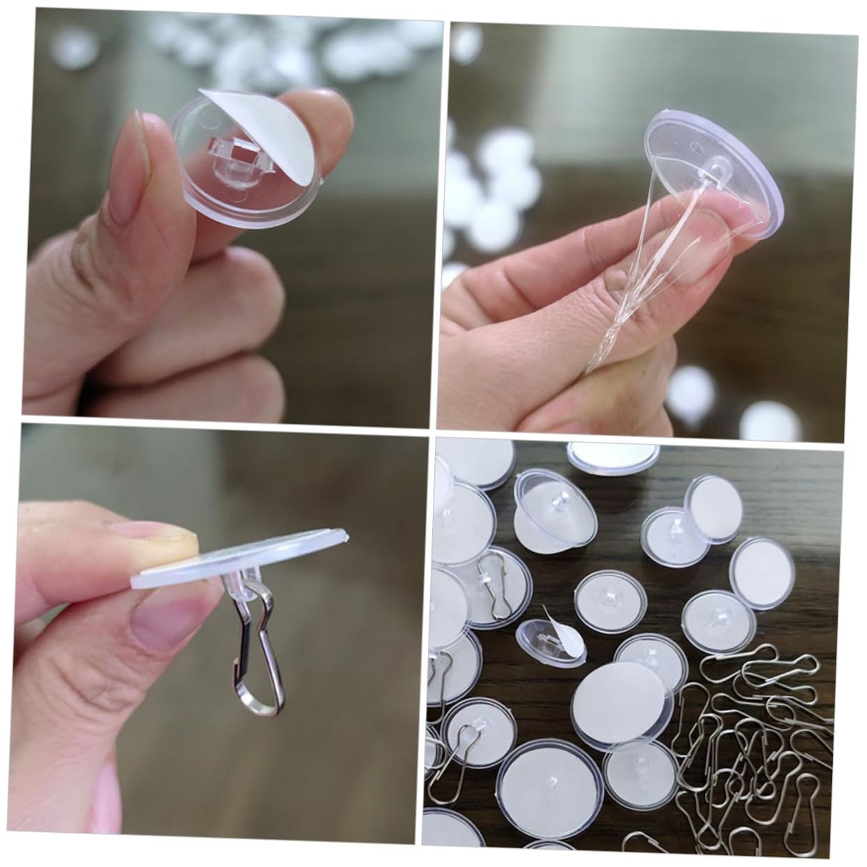 Alipis Ganchos Adhesivos Transparentes 100 Piezas, de Acero Inoxidable y Plástico, sin Taladro, Reutilizables, para Decoraciones de Boda y Navidad