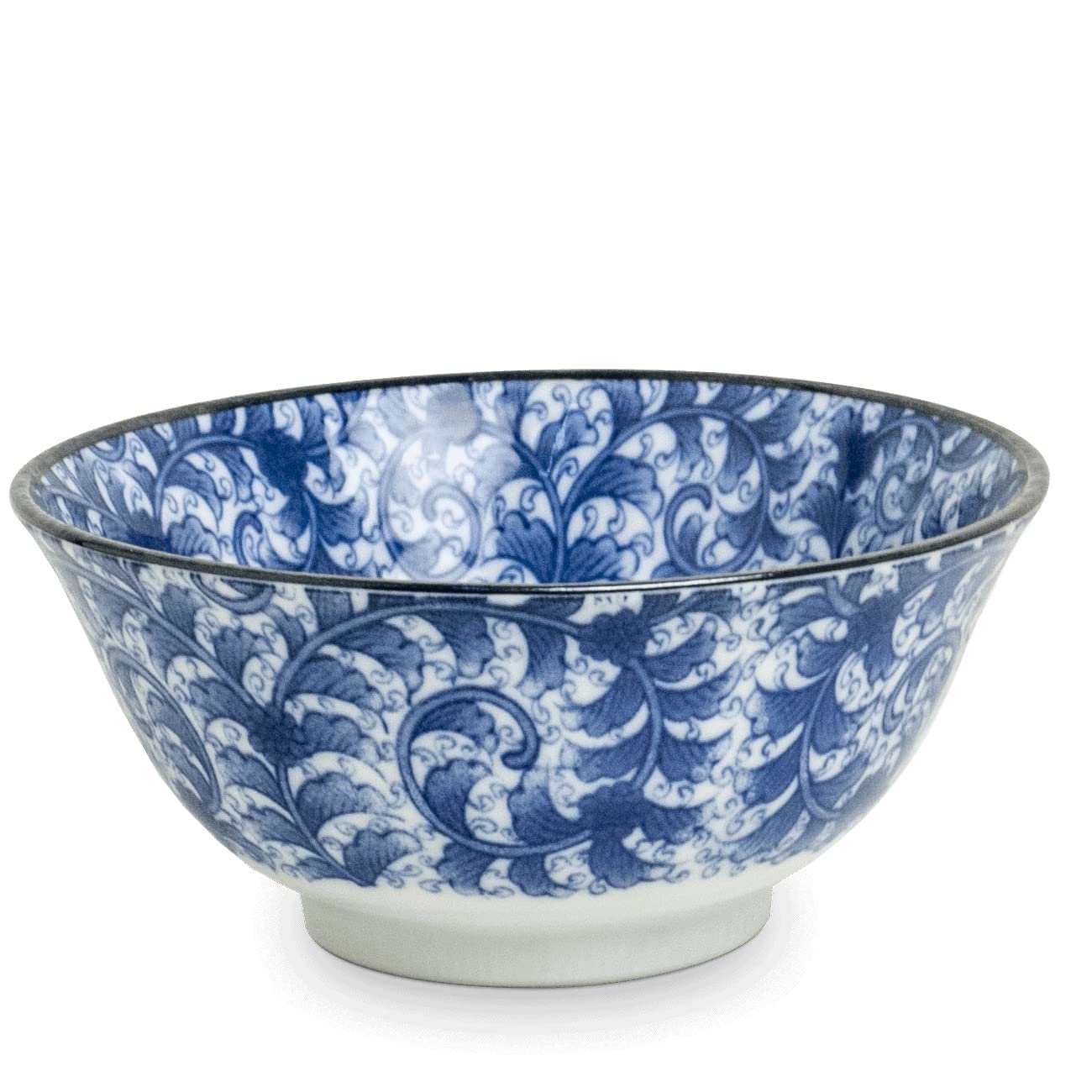 Matcha - Reisschalen 5-er Set Japan Porzellan blau weiss Blumen, Nr. 070