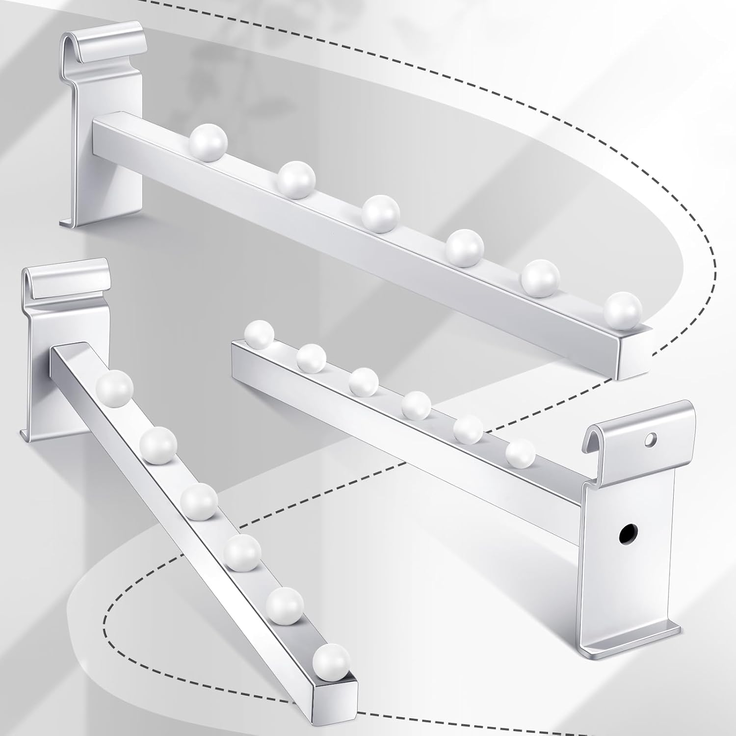 Oudain 5 Pack 6 Ball Gridwall Waterfall Hooks, Metal Gridwall Accessories Grid Wall Waterfall Faceout Square Tubing Display Hooks Hangers for Home Shop Retail Clothing Display