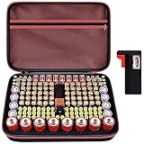 casmilee Storage Case & Battery Organizer with Tester for 162+ AA AAA 4A C D 9V 3V Lithium LR44 CR2 CR123 CR1632 CR2032 18650 Button - Batteries Not Included (Red)